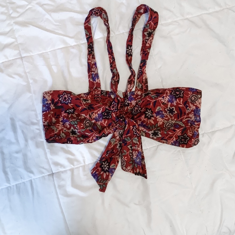 Free People Floral Red Crop Top